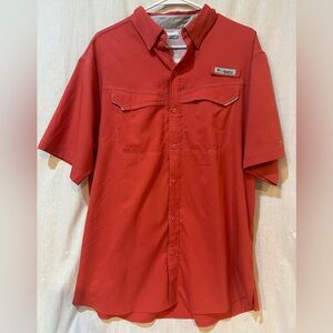Columbia Men's Casual Red Button Down Shirt